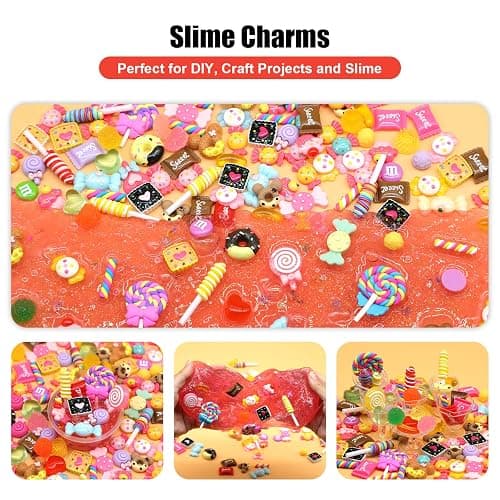 FENGWANGLI 50Pcs Cute Candy Slime Charms,Assorted Kawaii Resin Fake Candy Charms for Crafts,Mini Decoden Flatback Embellishments for Phone Junk Cases,Hairpins,Scrapbooking Crafting & DIY Decor thumbnail 6