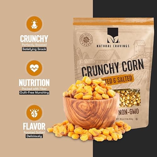 Natural Craving Salted and Roasted Corn Nuts - Original Toasted Corn Kernels in Resealable Bag - Crunchy Snack (Natural Cravings Corn Nuts) thumbnail 3