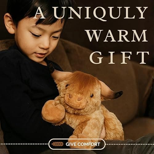 Lulumaia Stuffed Animal Heating Pad for Cramps - Microwavable Stuffed Animal Heating Pad for Neck and Shoulders - Microwave for Tension, Stress Relief Gift in Canvas Bag (Highland Cow) thumbnail 3