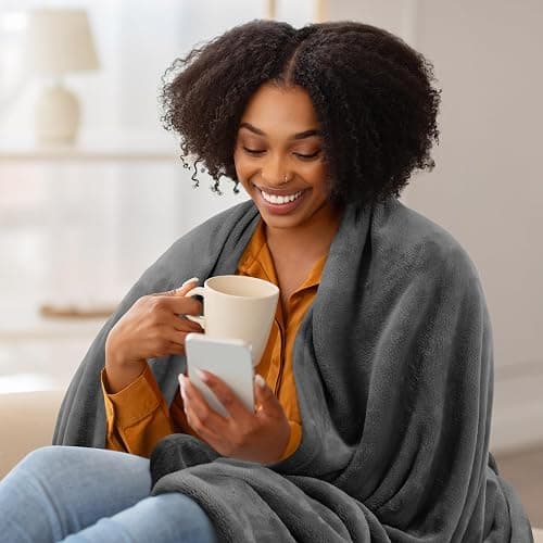 Utopia Bedding Ultra Soft Fleece Bed Blanket Queen Size Grey (90x90 Inches) | Microfiber Plush Warm Lightweight Breathable Cozy Blanket Anti-Static, All Season Use, Gift for Women and Men thumbnail 3