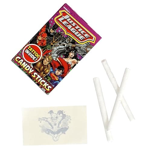 Justice League Superhero Candy Sticks & Tattoo Inside Each Pack, 30 Pack thumbnail 2
