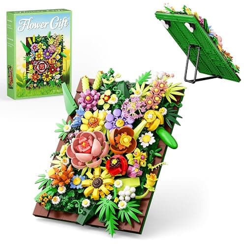 HXTTBD Pretty Spring Flower Sea Bouquet Building Set for Adults - Botanicals Building Kit Gifts for Valentine's, Mother's Day, Easter - Artificial Flowers for Decor or Table Display (1067 Pcs) - Image 1