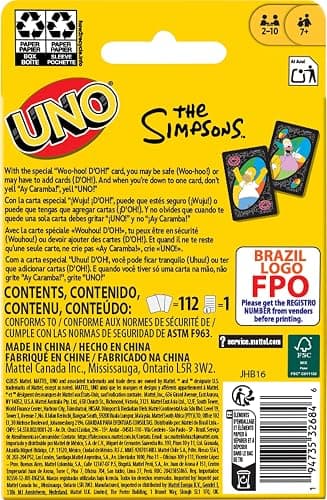 Mattel Games UNO The Simpsons Card Game for Kid, Adult & Family Nights, Parties, Travel & Camping, Toy Collectible Inspired by The Series thumbnail 3