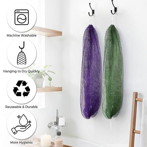 African Net Sponge Authentic - 2 Pieces Loofah Exfoliating Body Scrubber Bath Sponge - Back Scrubber Washcloth for Shower - Real African Scrub Exfoliator Body Care Bathing Accessories for Women thumbnail 6