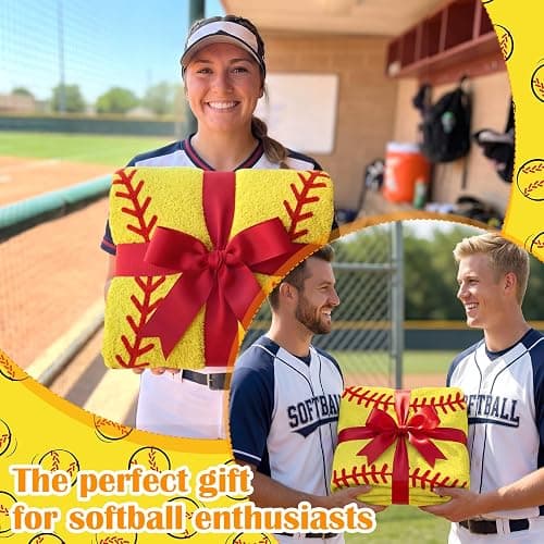 Batiyeer 60 Inch Round Softball Throw Blanket, Reversible Knitted Microfiber Softball Senior Night Throw Gift for Teens Adults, Double Sided Soft Warm Sports Blanket for Couch Sofa Game Room Decor thumbnail 5