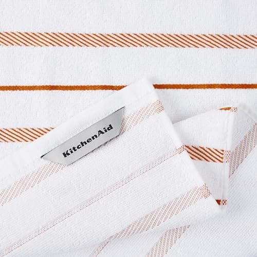 KitchenAid Albany Kitchen Towel 4-Pack Set, Honey Orange/White, 16"x26" thumbnail 4
