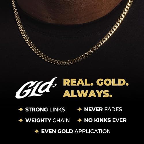 GLD Cuban Link Chain for Men and Women - Gold-Plated Micro Cuban Chain with Premium Storage Travel Pouch - Snatch-Proof Clasp, Sweat-Proof and Fade-Resistant - Lifetime Quality, Designed in Miami thumbnail 2