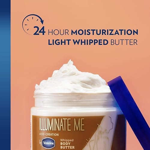Vaseline Illuminate Me Body Butter & Body Oil - Shimmering Body Bronzer, Hydrating Whipped Organic Shea Butter with 24-Hour Moisture for Melanin-Rich Skin, Radiant Body Glow Oil (2 Piece Set) thumbnail 5
