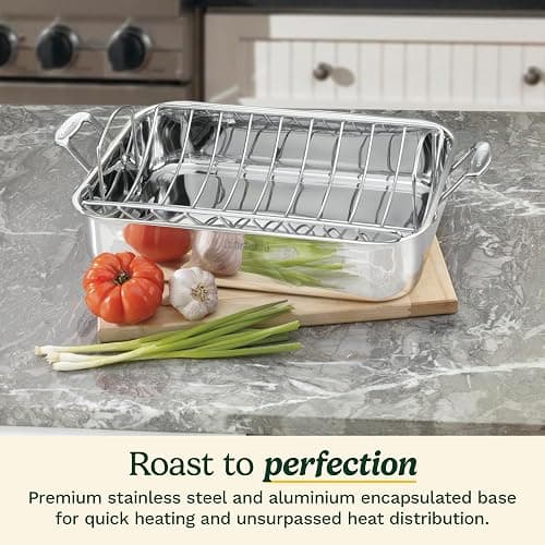 Cuisinart 16-Inch Roaster, Chef's Classic Rectangular Roaster with Rack, Stainless Steel, 7117-16URP1 thumbnail 2
