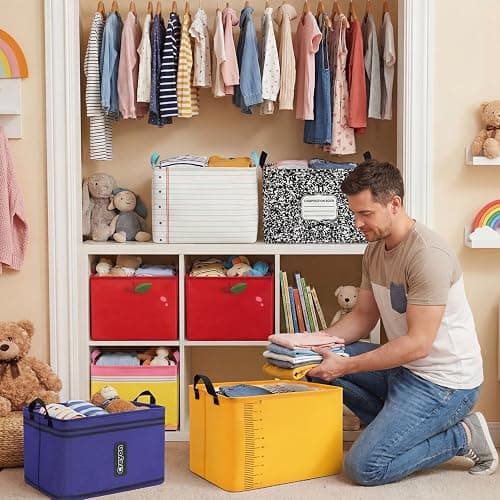 Acellegic 6 Pcs Back to School Teacher Baskets Bulk Pencil Apple Notebook Collapsible Rectangle Clothes Bins Book Shelf Basket Teacher Appreciation Gifts for End of Year B Party Decorations thumbnail 2
