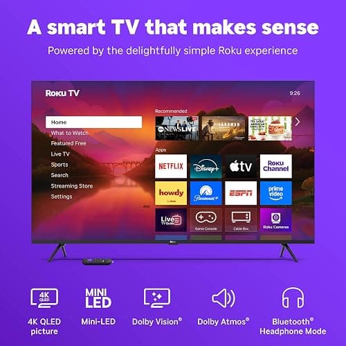 Roku Smart TV – 65-Inch Plus Series, Mini-LED TV – RokuTV with Enhanced Voice Remote – Flat Screen 4K QLED Television with Dolby Vision & Wi-Fi for Streaming Live Local News, Sports thumbnail 3