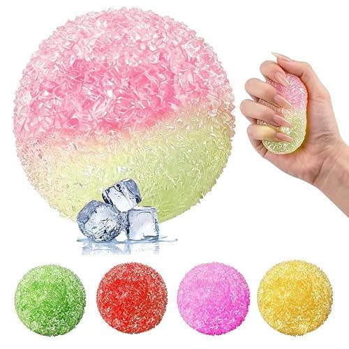 Crunchy Squishy Stress Ball, Ice Fidget Squeeze Squishies (Mixed Color) | Ice Skin, Non-Sticky, Slow Rising for Stress Relief - Image 1
