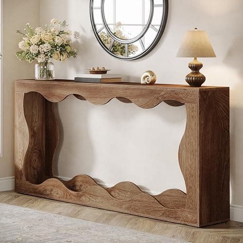 Tribesigns 63 Inches Farmhouse Console Table with Storage, Couch Table Behind Sofa, Long Entryway Sofa Station, Narrow Console Stand, Hallway Stand for Entryway Living Room, Wood Grain thumbnail 7