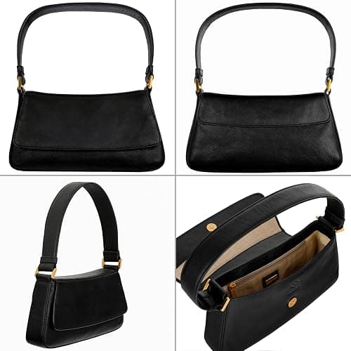 Time Resistance Leather Handbag - Full-Grain Leather Purse for Women - Shoulder Bag Made in Italy - Black thumbnail 4