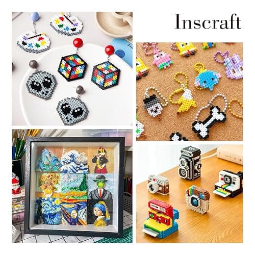 INSCRAFT 28,000 Mini Fuse Beads, 2.6mm 48 Colors Melty Beads with 7 Pegboards 15 Ironing Sheets 2 Tweezers 2 Ironing Papers & 6 Chain Accessories thumbnail 7