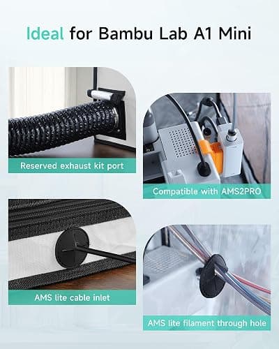 TOPCUBE 3D Printer Enclosure for Bambu Lab A1 Mini with LED Light Grey | Large Transparent Window Enclosure Fireproof Dustproof Noise Reduction Constant Temperature 3D Printer Cover, 470x550x550MM thumbnail 5