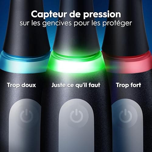 Oral-B Brosse A Dents Electrique iO 3 Noire, 3 Modes De Nettoyage Dont Blancheur, Brossage Silencieux, Capteur De Pression, Brossette De Rechange Oral B, Embout Rond, Chargeur, Etui De Voyage thumbnail 2