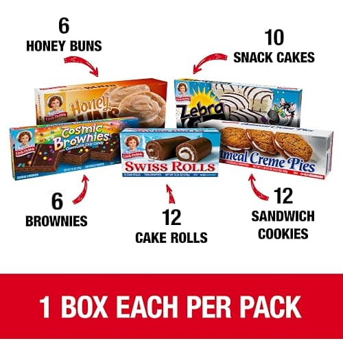 Little Debbie Variety Pack, Zebra Cakes, Cosmic Brownies, Honey Buns, Oatmeal Creme Pies, and Swiss Rolls (1 Box Each), 48 Piece Assortment thumbnail 2