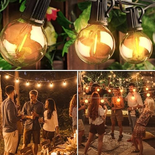 OHLUX Outdoor String Lights, 55FT Shatterproof LED Patio Lights with 26 Dimmable Plastic G40 Bulbs, 2200K Waterproof Connectable Hanging String for Backyard, Cafe, Porch, Deck, E12 Base thumbnail 6
