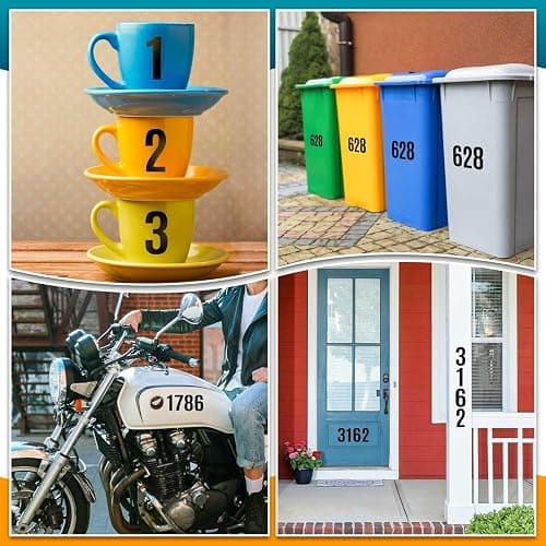 4 Inch Black Number Stickers 0-9, 6 Sheets Self Adhesive Vinyl Decals, Waterproof Durable Labels for Address Sign, Garage Door, Fence, Outdoor Labeling Numbers（Black） thumbnail 4