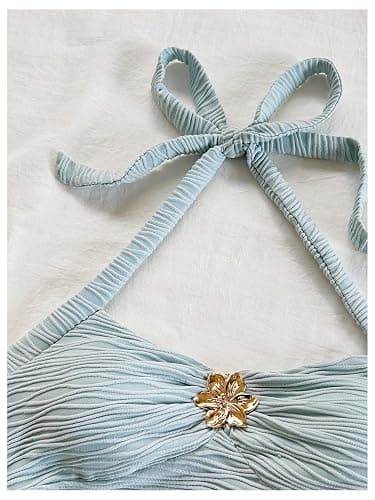 SOLY HUX Women's Halter Tops Cute Summer Y2K Going Out Camisole | Sleeveless Backless Cami Top, Tie Back, Floral Metal, Beach Outfits, Cute Tops for Teens thumbnail 5