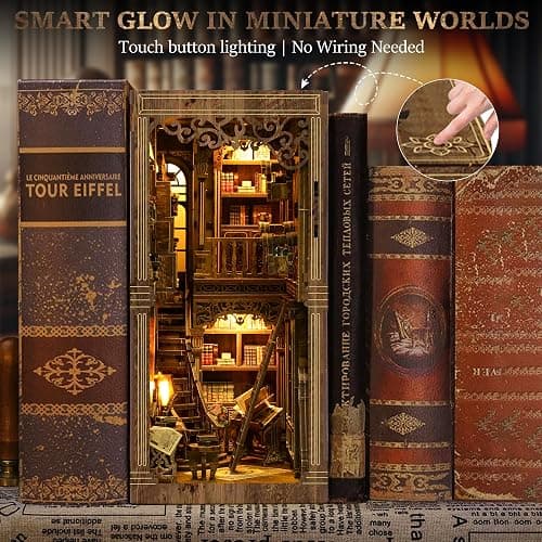 CRIOLPO Book Nook Kits for Adults - Book Nook Kit Bookshelf Decor DIY Miniature House Kit for Bookshelf - Craft Kits for Adults Booknook Model Kits Tiny House Arts and Crafts thumbnail 3