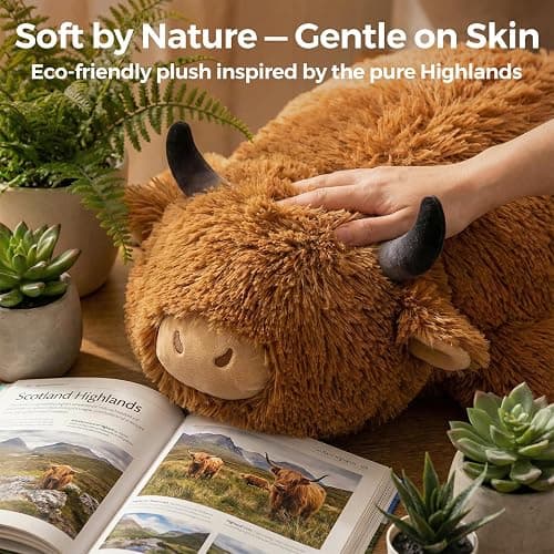 Mewaii 4 Lbs Weighted Stuffed Animals - Heavy Belly & Limbs, 23" Highland Cow Plush for a Realistic Hug, Super Soft Fluffy Plush Toy for Kids and Adults thumbnail 6