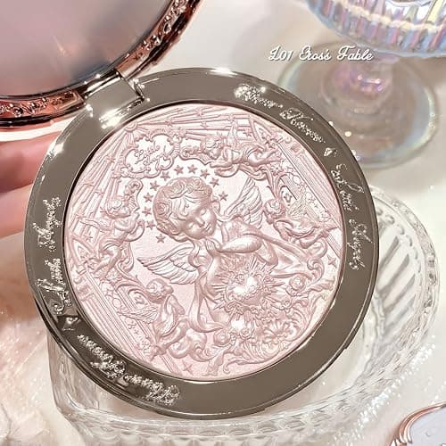 Flower Knows Little Angel Embossed Highlighter-Rosy Pearl Highlighter Powder,Dreamy Pink Shimmer,Long-Lasting Soft Ethereal Glow,Feather-Light,Soft Sculpting Velvet Finish(L01 Eros's Fable) thumbnail 7