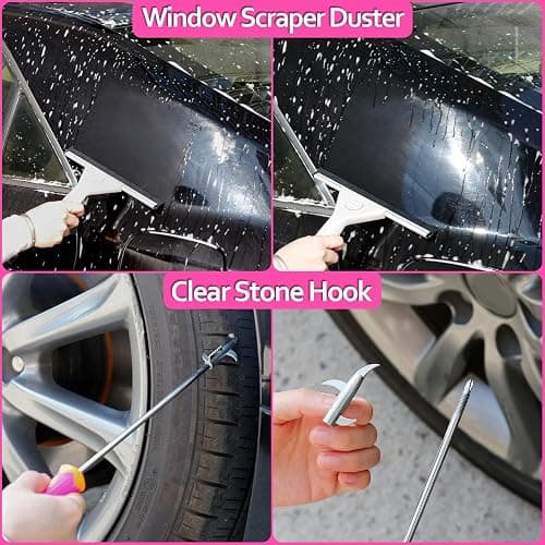 THINKWORK Pink Car Detailing Cleaning Kit, Car Wash Kit, Car Accessories for Women Suitable for Small and Medium Vehicles Such As Cars, Trucks, Suvs(17pcs) - Pink thumbnail 7