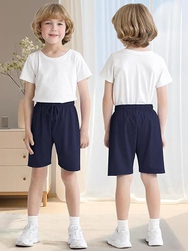 Poroka 4 Packs Toddler Boys Shorts Quick Dry Athletic Basketball Shorts with Drawstring thumbnail 2