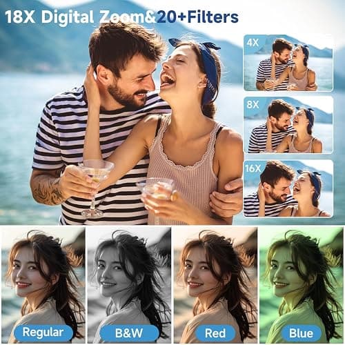 Digital Camera 4K for Photography, 50MP Vlogging Camera for YouTube Video with Flash and 3" 180° Flip Screen, 18X Digital Zoom Compact Travel Cameras with 64GB TF Card for Teens Beginner (Black) thumbnail 3