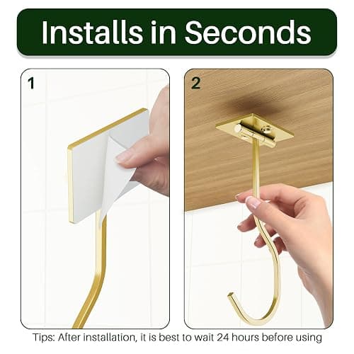 bussdis Under Cabinet Banana Hook Adhesive: Foldable Banana Hanger, Gold Metal Banana Holder for Kitchen & RV, Space-Saving Design, Folding with Magnets When Not in Use, Keep Bananas Fresh thumbnail 5