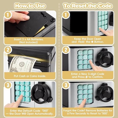 Piggy Bank for Boys Girls, Kids Safe, Electronic Mini ATM Money Saving Box Toy 2025 with Password & Face ID Simulation, Christmas Birthday Gifts for 4 5 6 7 8 9 10 Year Old, Coin Cash Can thumbnail 9
