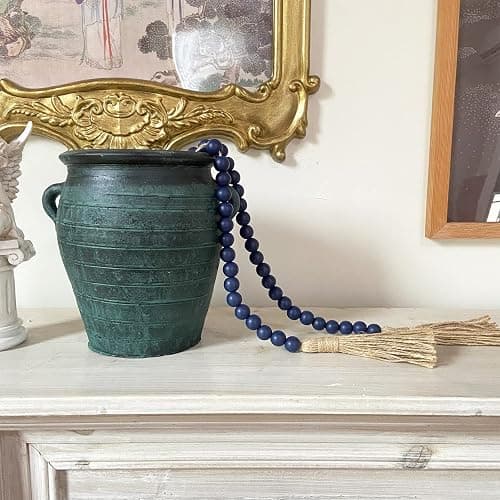 OMISHE 59in Wood Bead Garland with Tassels, Decorative Beads, Farmhouse Wooden Beads Garland for Wall Hanging Home Festival Decor, Navy Blue thumbnail 9