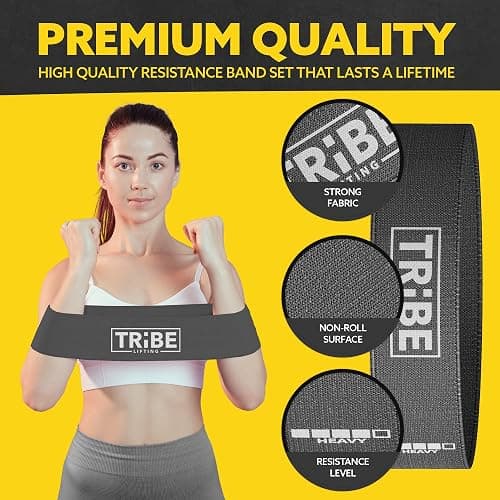 Tribe Lifting Fabric Resistance Bands for Glutes & Legs | 5 Fabric Workout Bands Set | Thick Booty Bands for Squats, Lunges, Hip Training, Physical Therapy & Home Workouts thumbnail 6