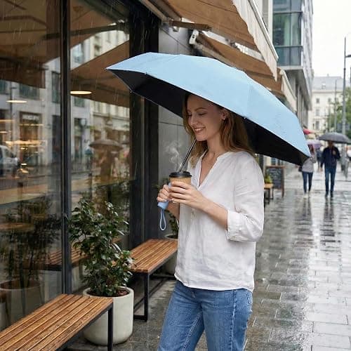 BAODINI Small UV Protection Travel Umbrella Compact for Rain and Sun UPF 50+ Windproof Portable 42 inch Umbrella for Women and Men thumbnail 7