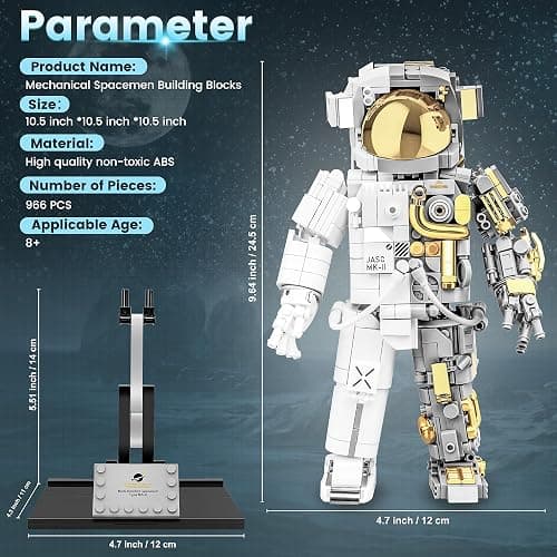 blast orby Space Astronaut Building Block Set, 966 Pcs Astronaut Building Set for Adults, Space Building Kit Toys Gifts for Kids 8-14 with Display Stand thumbnail 2