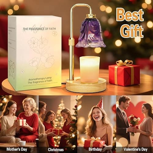 XJZJY Candle Warmer Lamp with Timer Dimmer, Adjustable Height Purple Candle Wax Warmer, Christmas Birthday Gift for Mom Women, House Warming Gifts for New Home Bedroom Decor,Gradient Purple thumbnail 7