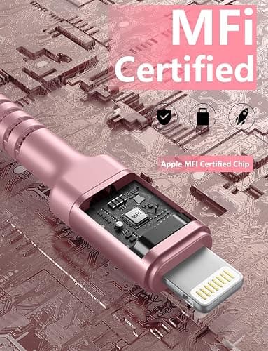iPhone Charger 6FT 2Pack, Lightning Cable [Apple MFi Certified] iPhone Fast Charging Cord Compatible with iPhone 14/13/12/11 Pro Max/XS MAX/XR/8/7/Plus/6S/6/SE/5S/iPad (Pink) thumbnail 4