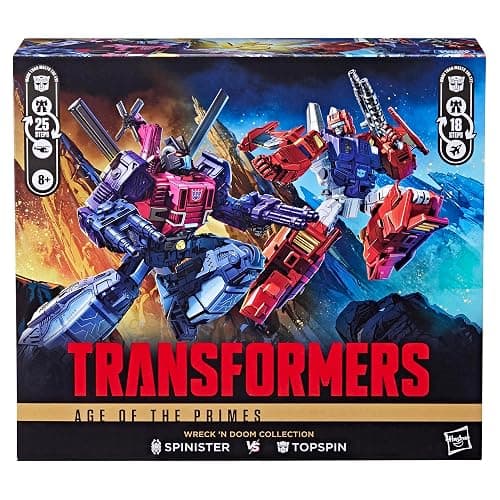 Transformers Age of The Primes Wreck 'n Doom Collection Topspin vs Spinister 5.5-inch Converting Action Figure 2-Pack, Robot Toys, Ages 8+ (Amazon Exclusive) thumbnail 4