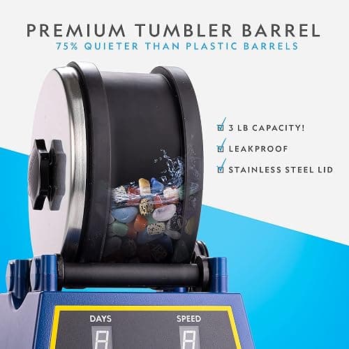 National Geographic Rock Tumbler Kit - 3 Lb. Extra Large Capacity Barrel with 3-Speed Motor & 9-Day Timer, Kit Includes Rocks for Tumbling and Rock Polisher Grit, Rock Tumbler for Adults and Kids thumbnail 5