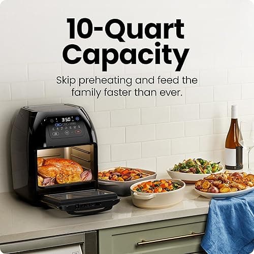 CHEFMAN Multifunctional Digital Air Fryer+ Rotisserie, Dehydrator, Convection Oven, 17 Touch Screen Presets Fry, Roast, Dehydrate, Bake, XL 10L Family Size, Auto Shutoff, Large Easy-View Window, Black thumbnail 5
