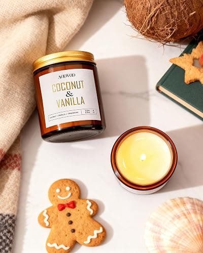 AOOVOO Coconut Vanilla Candles - 9 oz Scented Candles, Aromatherapy Candle, Soy Candle for Home Scented thumbnail 6