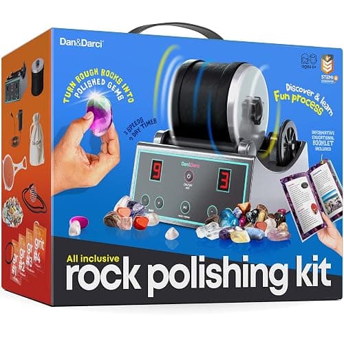Dan&Darci Advanced Professional Rock Tumbler Kit - with Digital 9-Day Polishing Timer & 3 Speed Settings - Turn Rough Rocks into Beautiful Gems : Great Science & STEM Geology Toy for Kids All Ages thumbnail 8