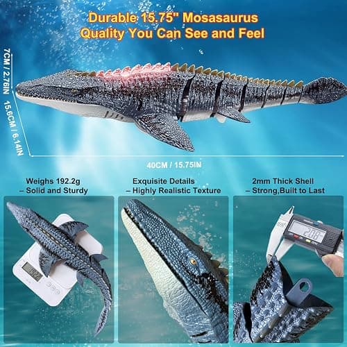 Remote Control Mosasaurus Dinosaur Toys for Boys Kids, Rechargable Swimming Pool High Simulation Toys, Electric RC Sea Monster with Light & Spray Water Birthday Gift for Ages 3 4 5 6 7 8 9 thumbnail 2