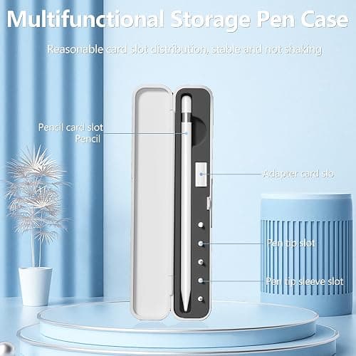 Storage Box with Lid and 5 Pack Pencil Tips for Apple Pencil 1st Generation and Apple Pencil 2nd Generation,Pen Protective Carrying Case for Apple iPad Pencil - Holder Accessories Storage(Black) thumbnail 6