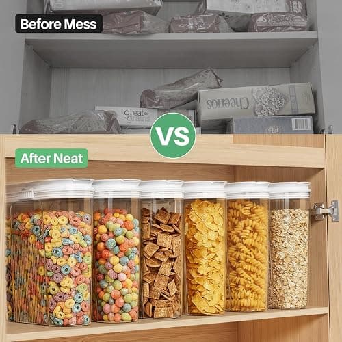 Cereal Containers Storage, 3 PCS PET Airtight Food Storage Containers With Lids (4L/135.2oz) For Kitchen Pantry Cabinet Organization, Plastic Clear BPA-Free Canister Set For Dry Food Flour Sugar Rice thumbnail 5