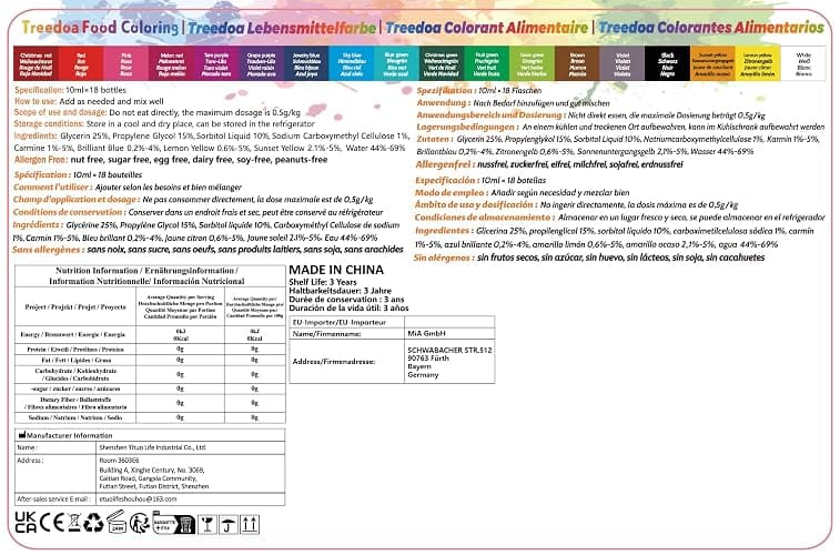 Lebensmittelfarbe Flüssige Set,18 Farben x 10ml Lebensmittel Farben,Hochkonzentriert Lebensmittelfarbstoff für Kuchen Backen,Kekse,Macaron,Tortendeko,Osterei,Fondant,Teig,DIY Slime,Seifen,Backzubehör thumbnail 2