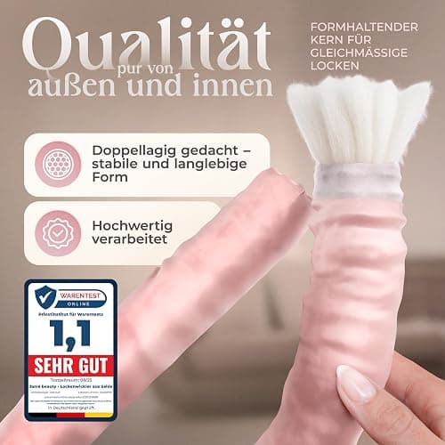 Jamé beauty® Heatless Curls - Lockenwickler über Nacht I 100% Maulbeer-Seide-Lockenband mit 2 Scrunchies & Haarklammer - Ideal für Overnight Curls I Locken ohne Hitze - Seidig-glatt & definiert thumbnail 5