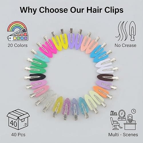 Creaseless Hair Clips for Women Styling 40Pcs Getting Ready No Crease Hair Clips for Bangs Setting No Bend Dent Makeup Clip Application Skincare Clip (Multicolor) thumbnail 6